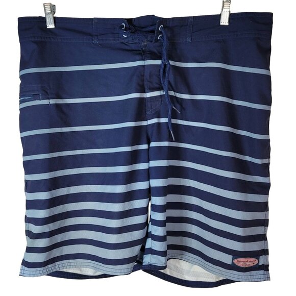 Vineyard Vines Mens Swim Board Shorts Trunks Blue SZ 38 Windward Stripe Swimsuit - Picture 1 of 10